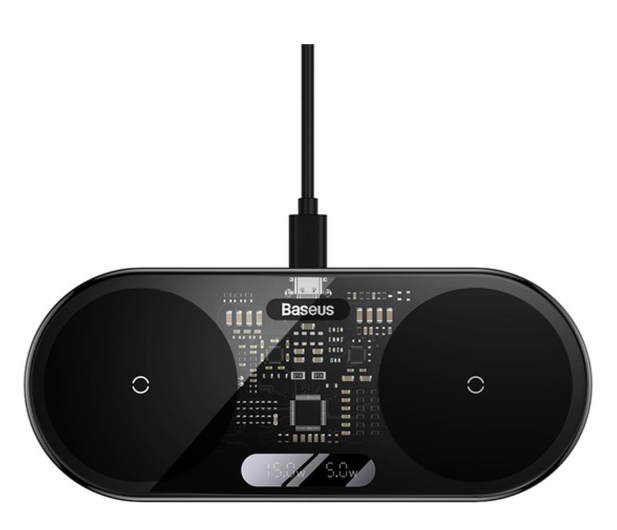 Baseus Podwójna ładowarka bezprzewodowa Qi Digital LED Display 20W - 1234379 - zdjęcie